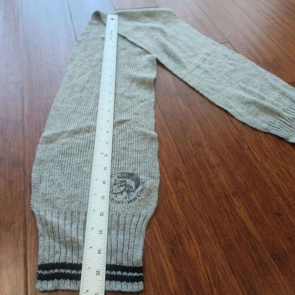 Diesel Only The Brave Gray Knit‎ Scarf Wool Blend Mohawk Logo Made in Italy